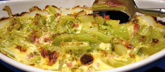Stangensellerie-Schinken-Gratin