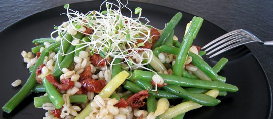 Bohnen-Gersten-Salat mit Dörrtomaten an Senfdressing
