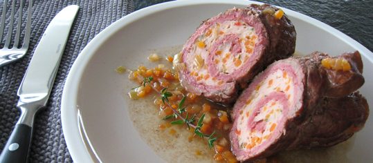 Fleischvögel mit Gemüse-Brät-Füllung