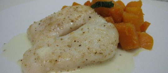 Fischfilets mit Ingwer-Kürbis an Limettensauce