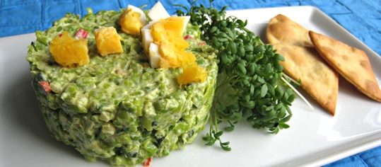 Erbsentatar mit Kressesalat