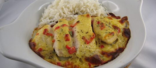 Überbackenes Gruyère-Poulet