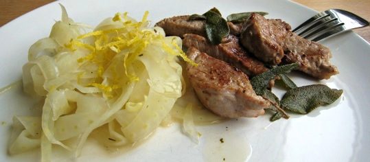 Zitronenfenchel mit Salbei-Filetstreifen