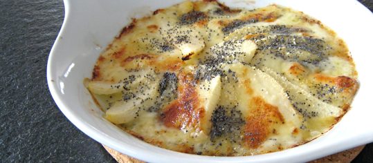Birnen-Vacherin-Gratin mit Mohn